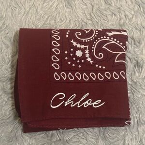 Chloe Maroon Bandana with White Embroidery
